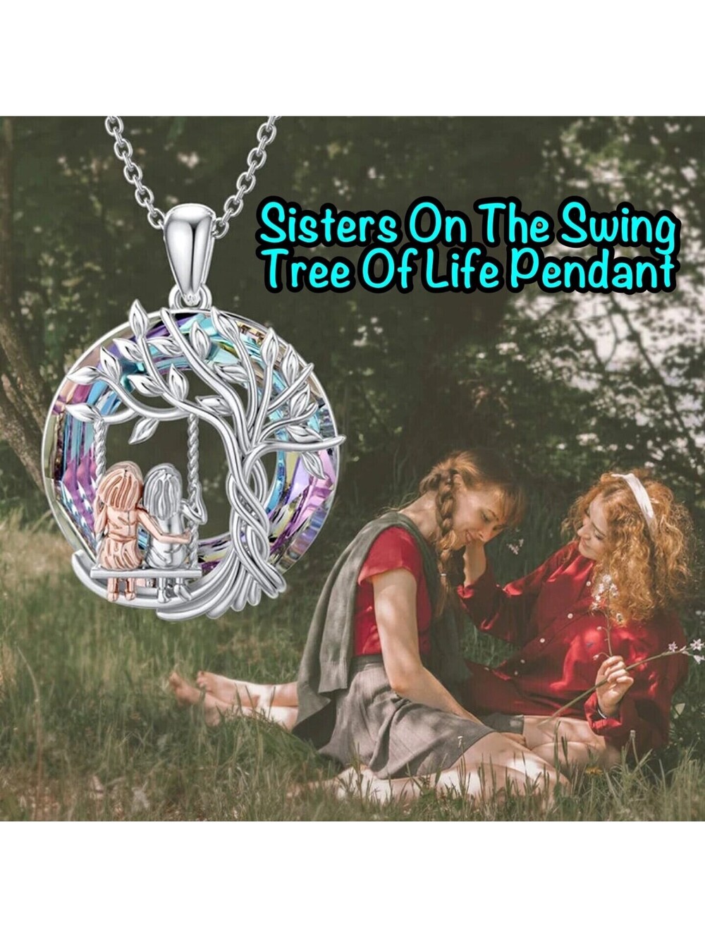 New Pretty Sisters/Best Friend on the Swing Earring & Pendant Set